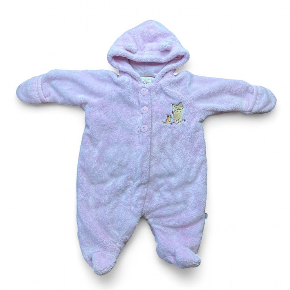 Disney Vintage Pink Hooded Winnie the Pooh Baby Snowsuit size 3 months